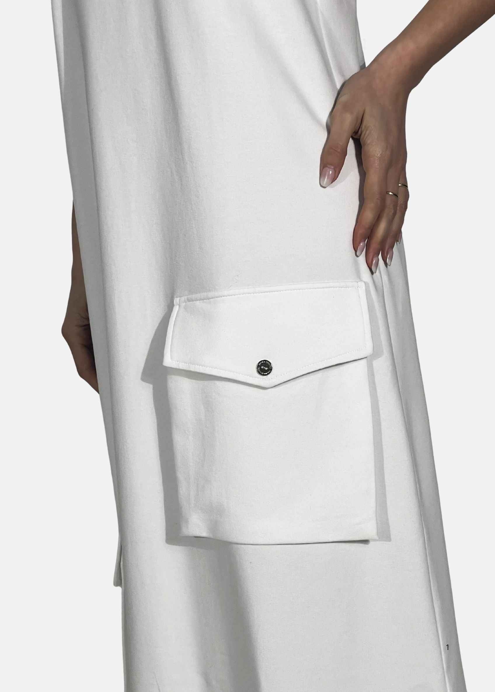 Abito Lungo in Felpa con Tasche e Zip Posteriore