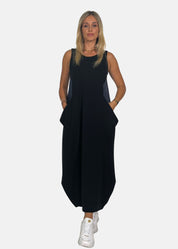 Abito lungo in felpa e jeans con tasconi