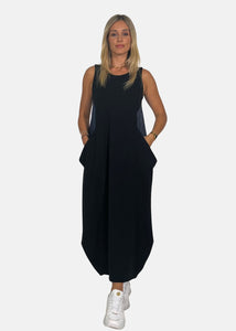 Abito lungo in felpa e jeans con tasconi