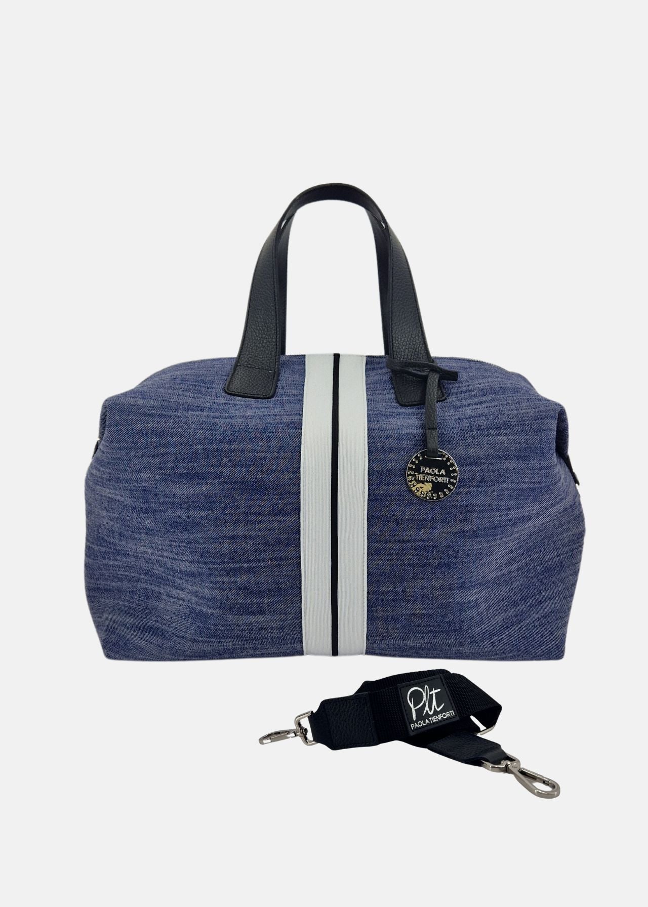Bauletto large Jeans e Pelle con dettagli argento