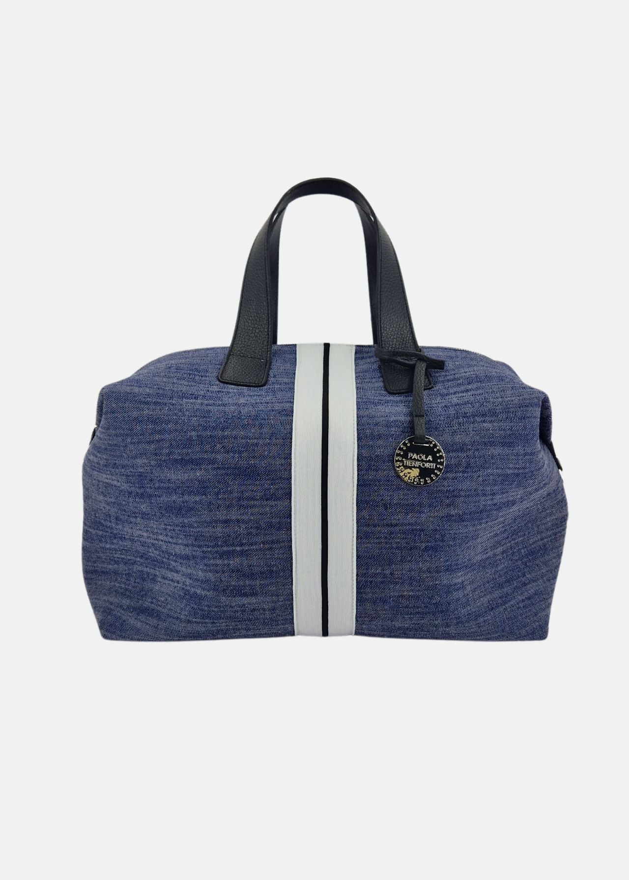Bauletto large Jeans e Pelle con dettagli argento