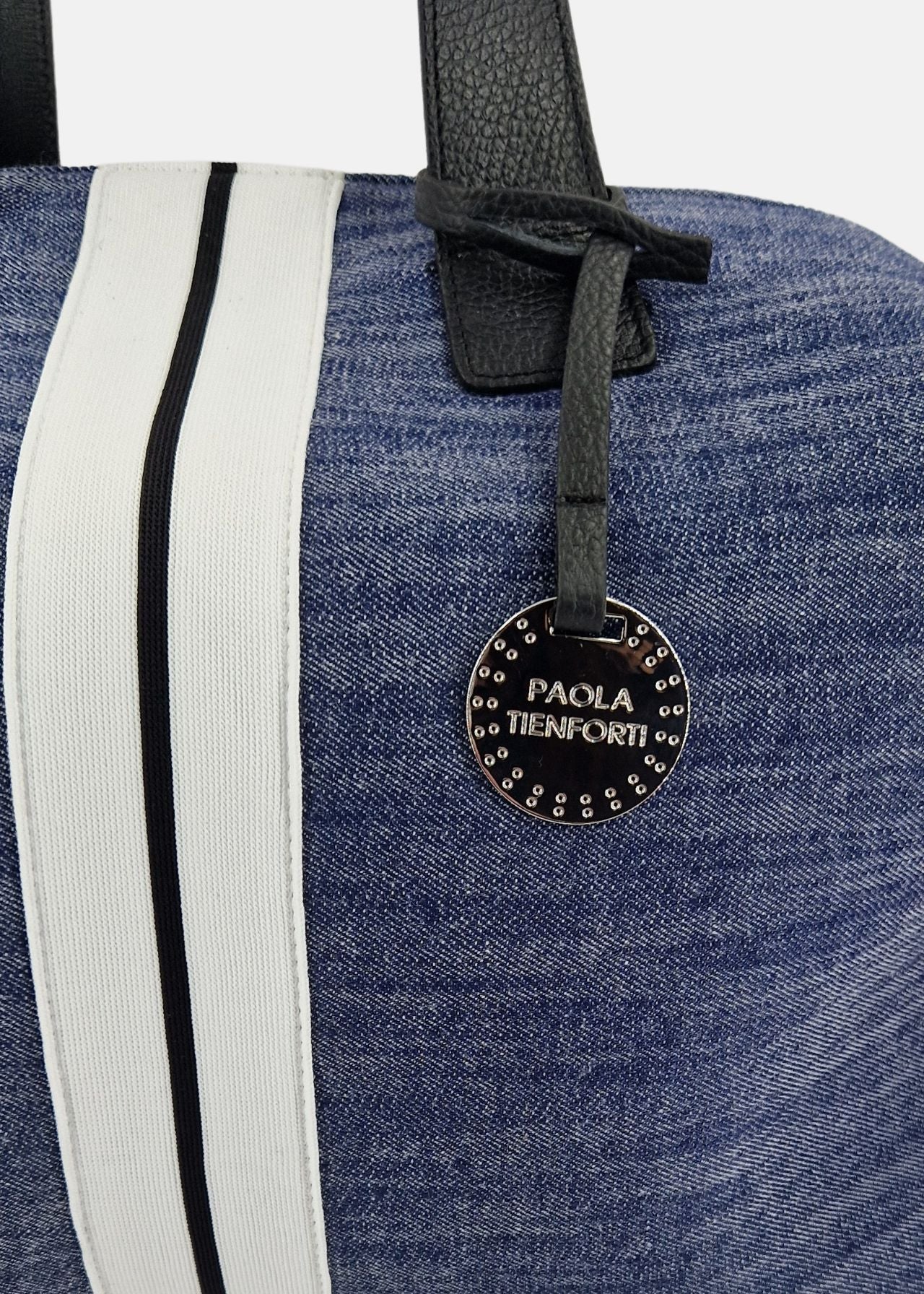 Bauletto large Jeans e Pelle con dettagli argento