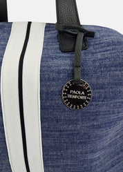 Bauletto large Jeans e Pelle con dettagli argento
