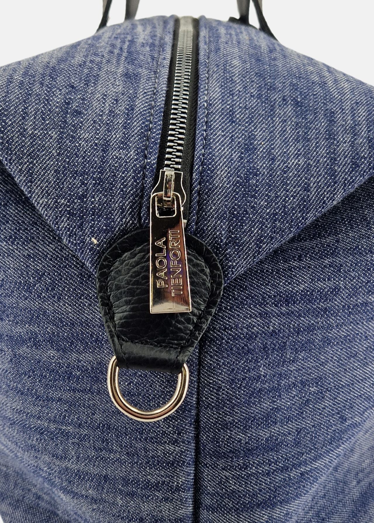 Bauletto large Jeans e Pelle con dettagli argento