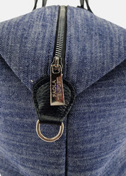 Bauletto large Jeans e Pelle con dettagli argento