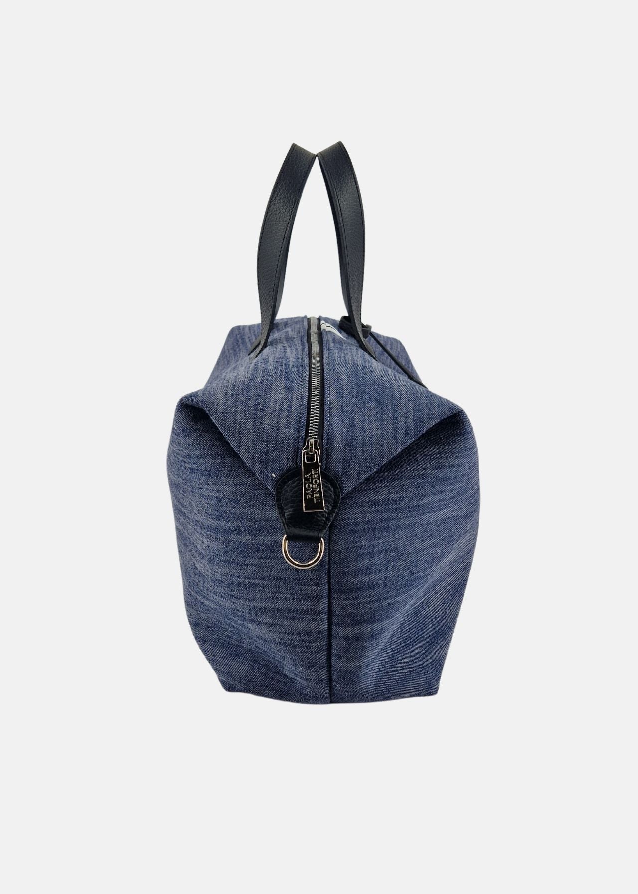 Bauletto large Jeans e Pelle con dettagli argento