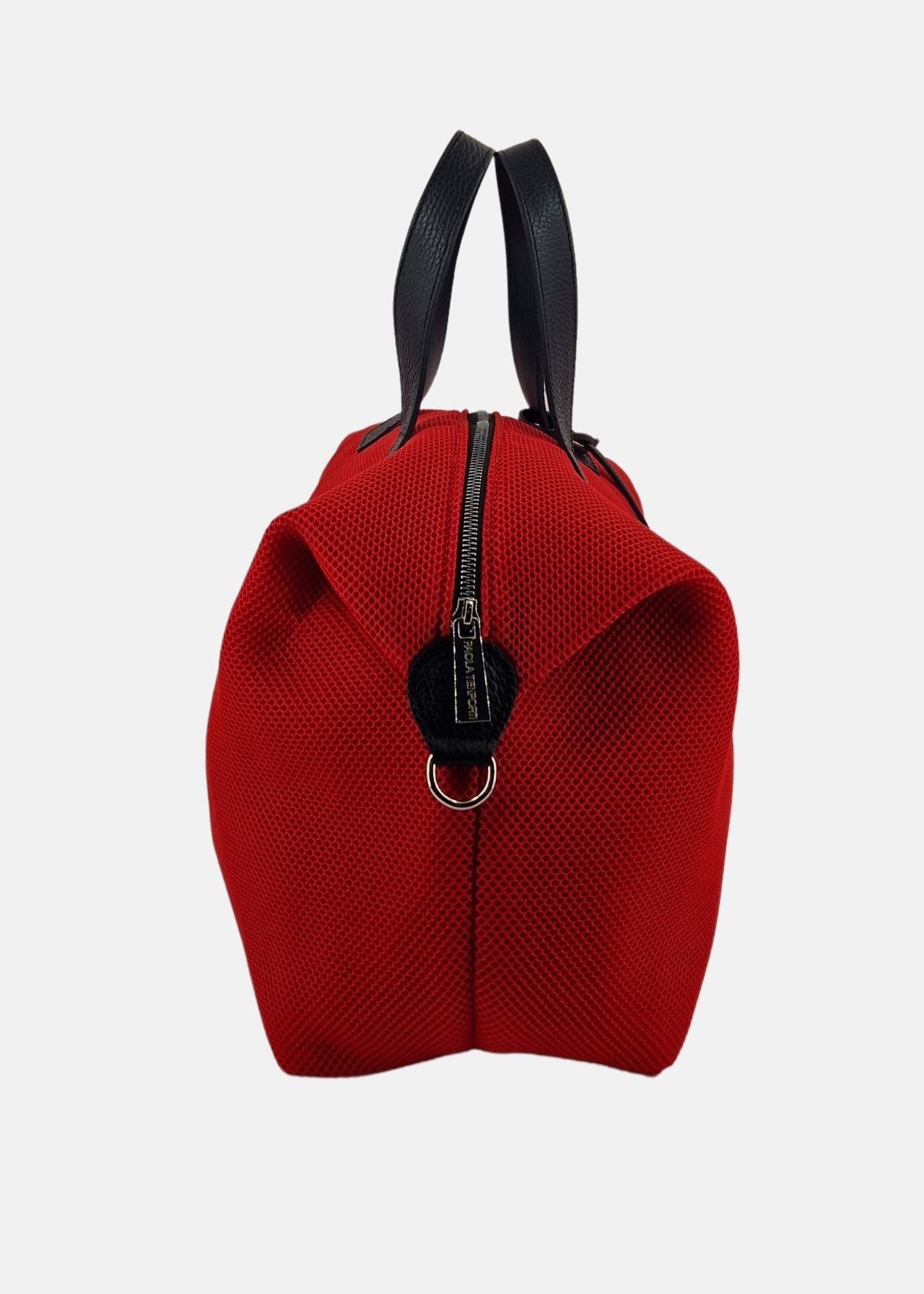 Bauletto large traforato e pelle con dettagli argento