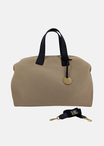 Bauletto large traforato e pelle con dettagli oro