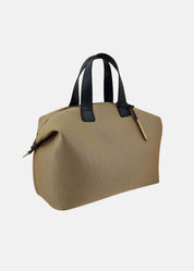 Bauletto large tessuto tecnico traforato e pelle con dettagli oro
