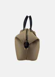 Bauletto large tessuto tecnico traforato e pelle con dettagli oro
