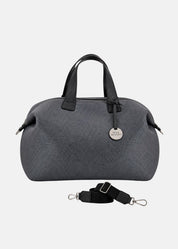 Bauletto large tessuto tecnico traforato e pelle con dettagli argento