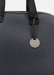 Bauletto large tessuto tecnico traforato e pelle con dettagli argento