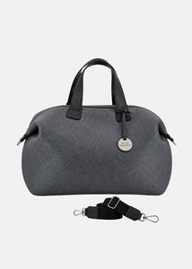 Bauletto large tessuto tecnico traforato e pelle con dettagli argento