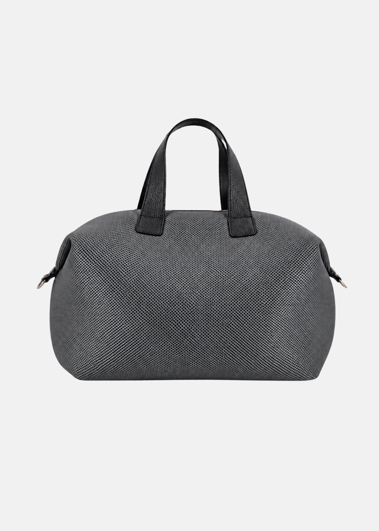 Bauletto large tessuto tecnico traforato e pelle con dettagli argento