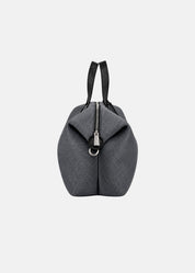 Bauletto large tessuto tecnico traforato e pelle con dettagli argento