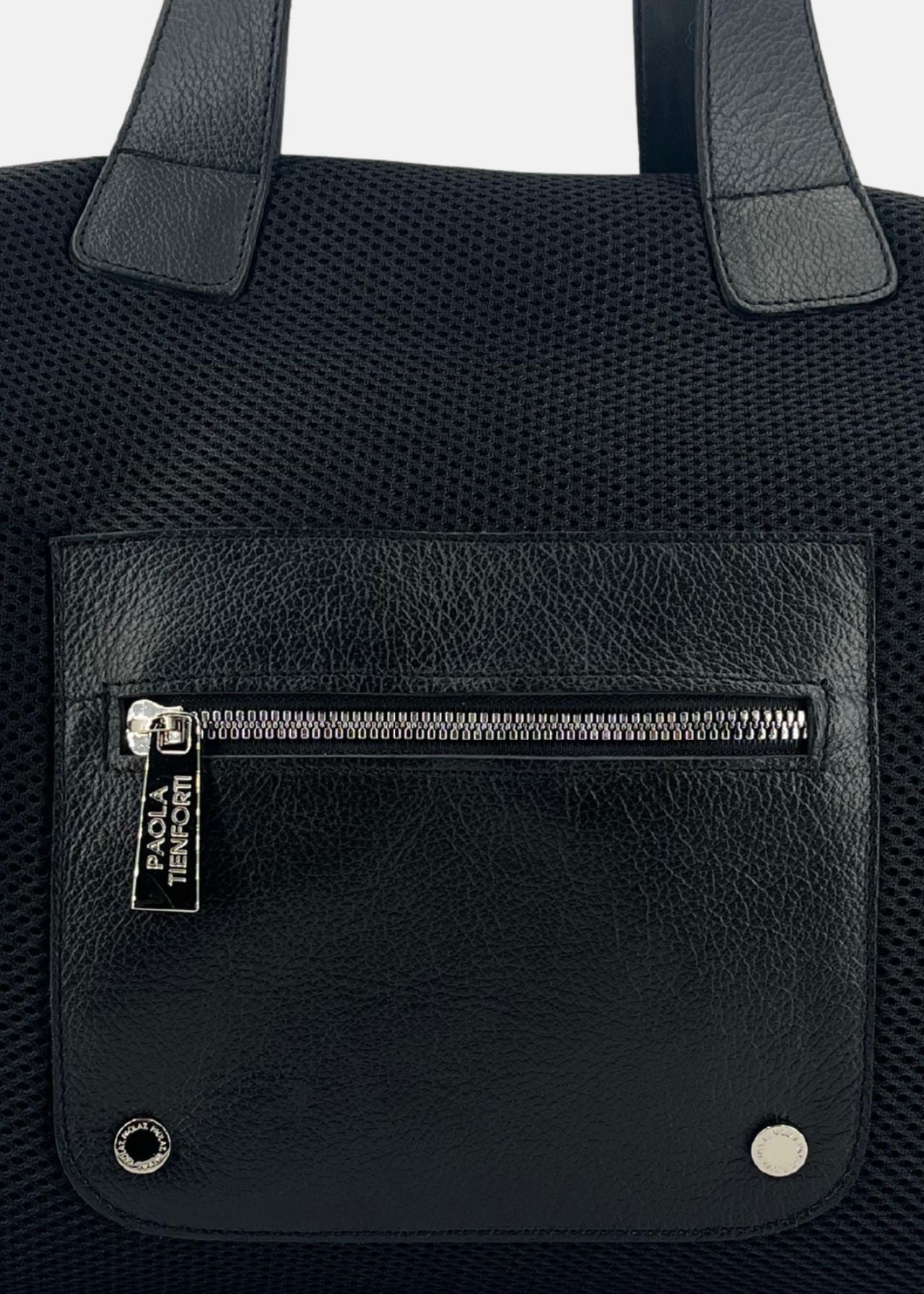 Bauletto Zip in tessuto tecnico traforato e pelle