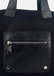 Bauletto Zip in tessuto tecnico traforato e pelle