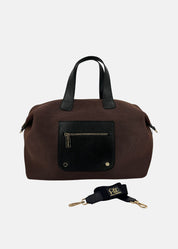 Bauletto Zip in tessuto tecnico traforato e pelle