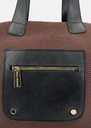 Bauletto Zip in tessuto tecnico traforato e pelle