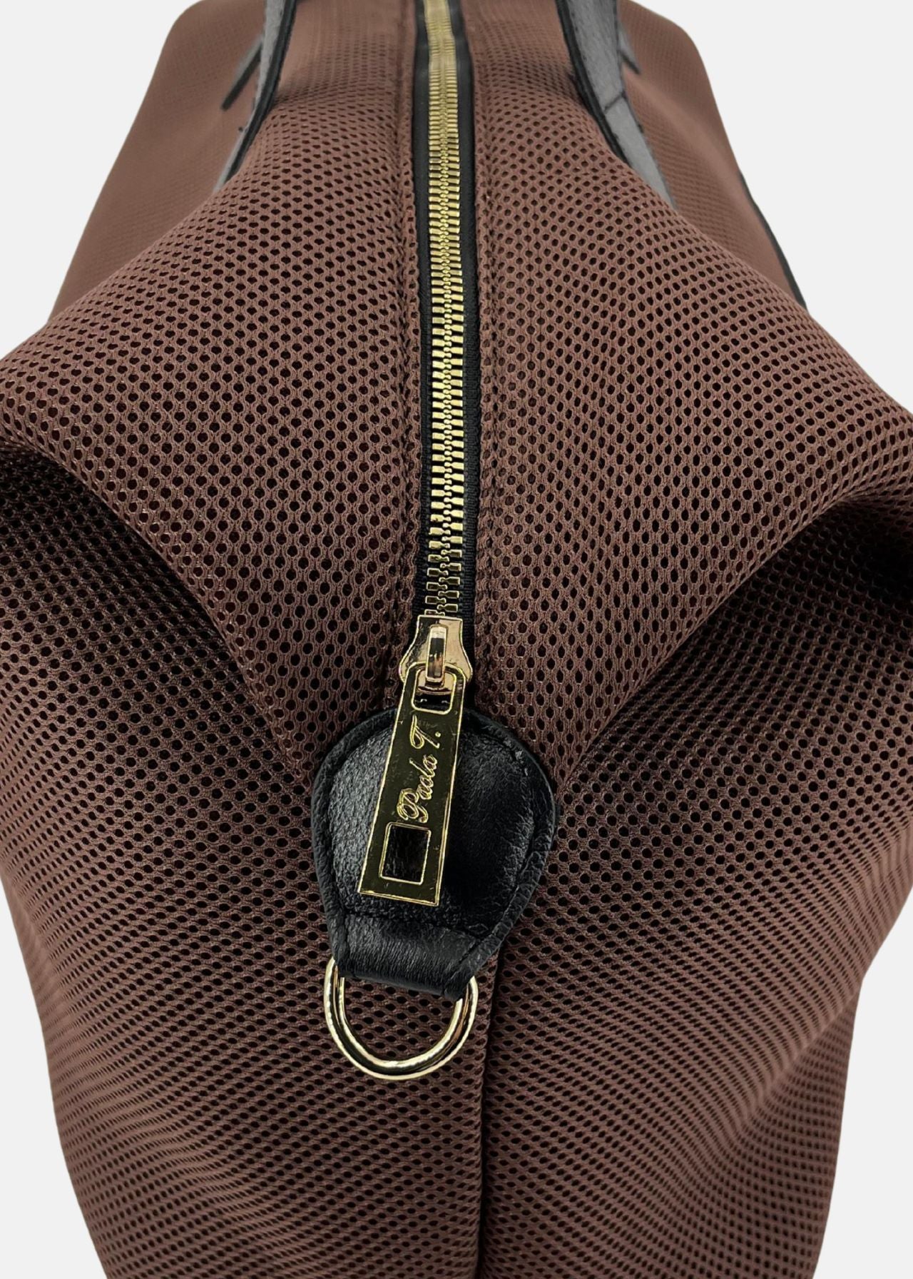 Bauletto Zip in tessuto tecnico traforato e pelle