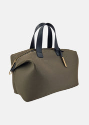 Bauletto large tessuto tecnico traforato e pelle con dettagli oro