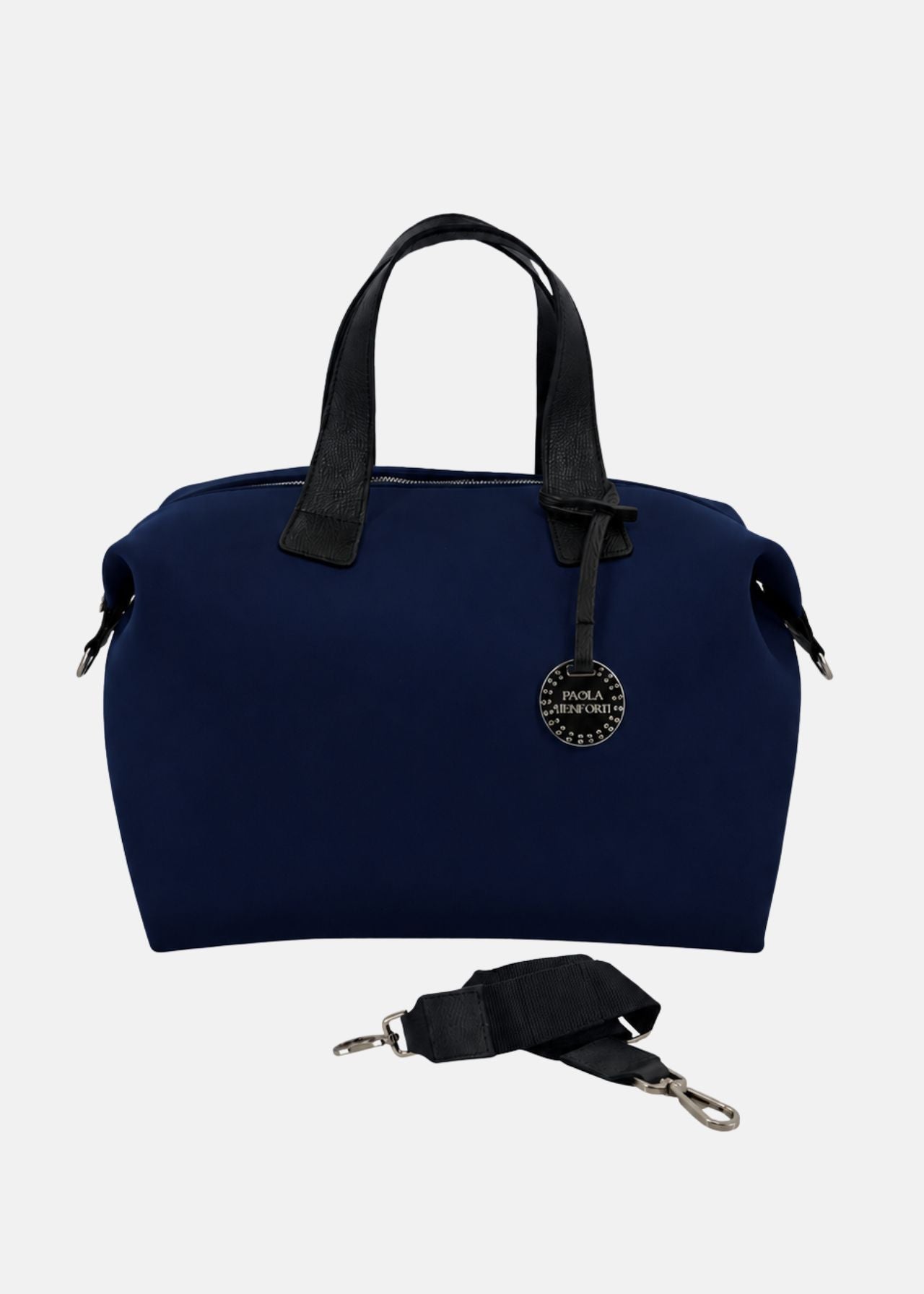 Bauletto medium in neoprene con dettagli argento