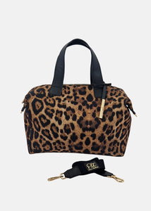 Bauletto medium in neoprene maculato con dettagli oro