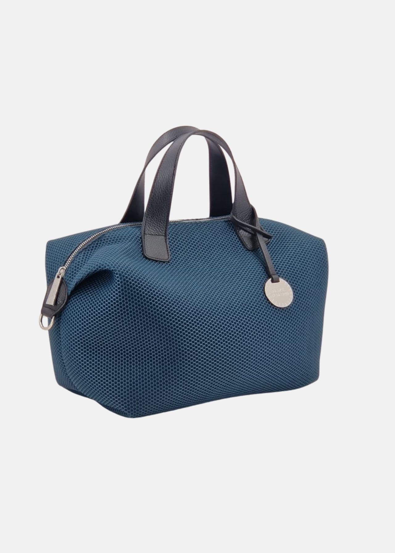 Bauletto medium traforato e pelle con dettagli argento
