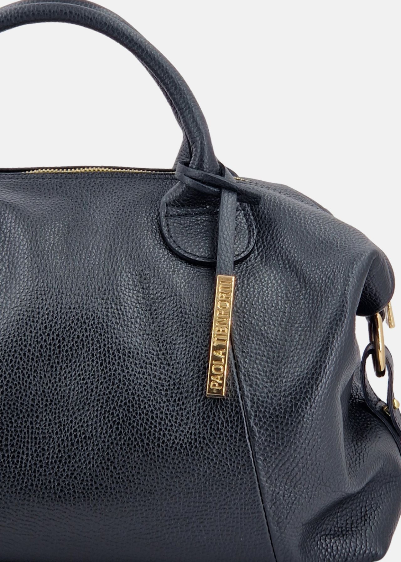Bauletto in pelle morbida con dettagli oro