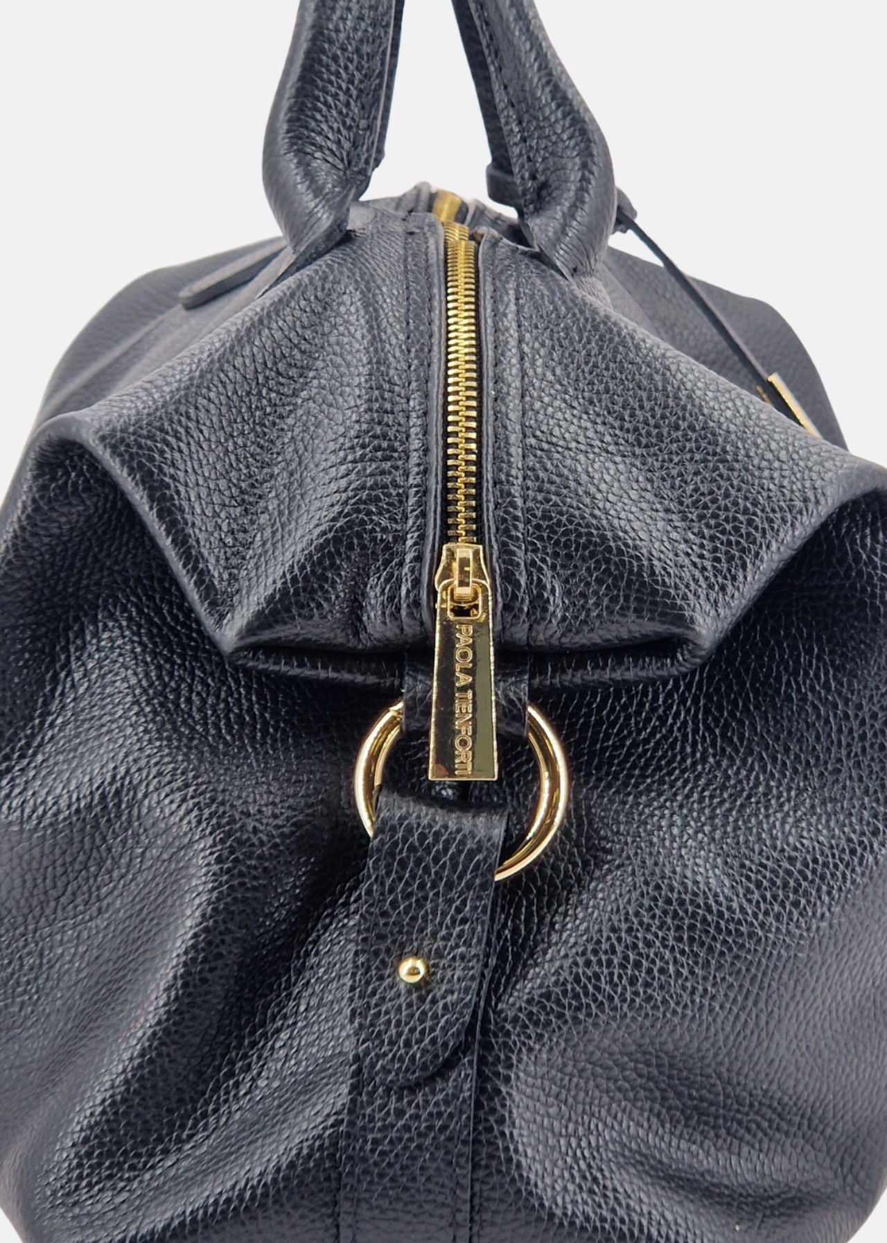 Bauletto in pelle morbida con dettagli oro