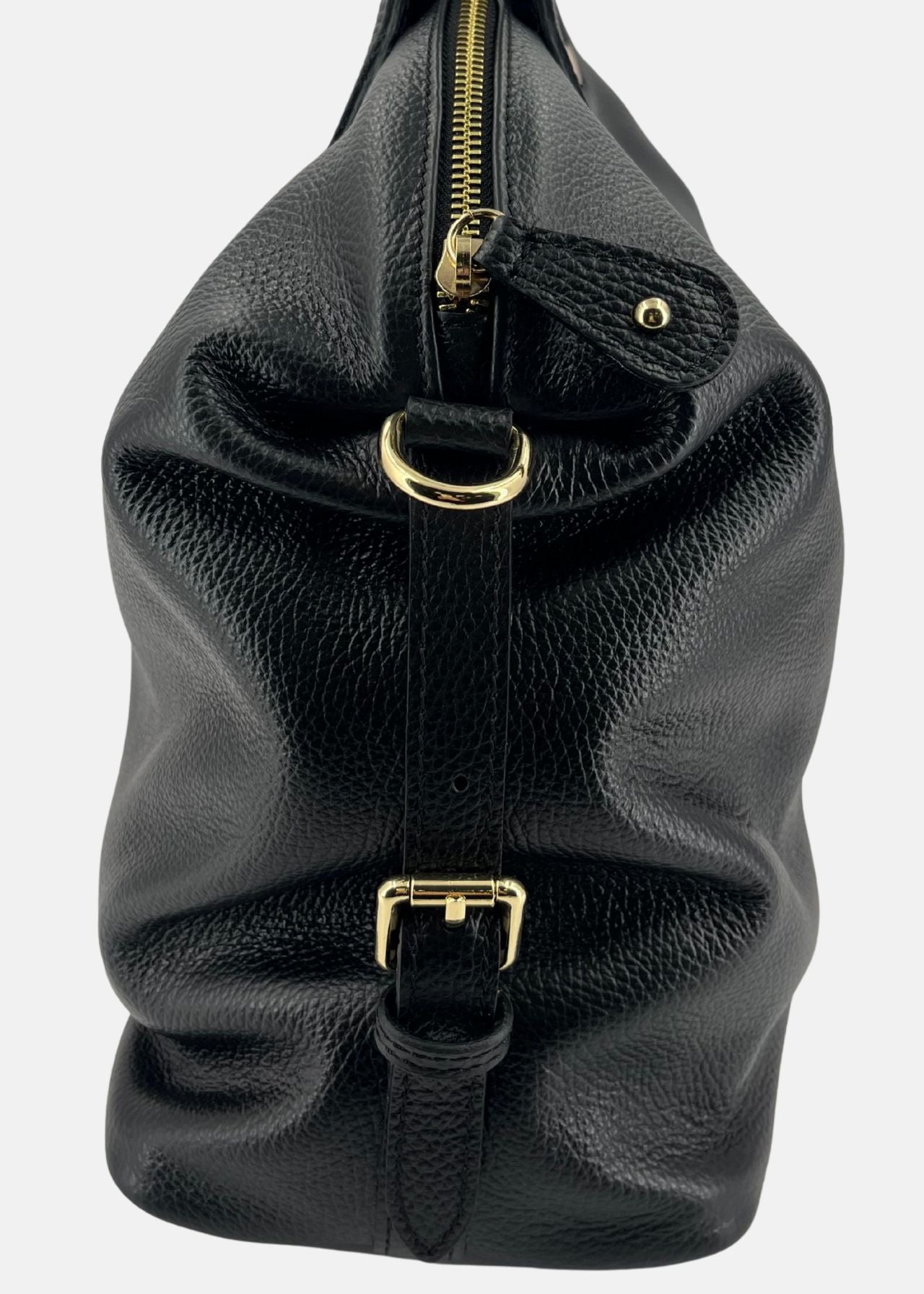 Bauletto in pelle da donna con dettagli oro