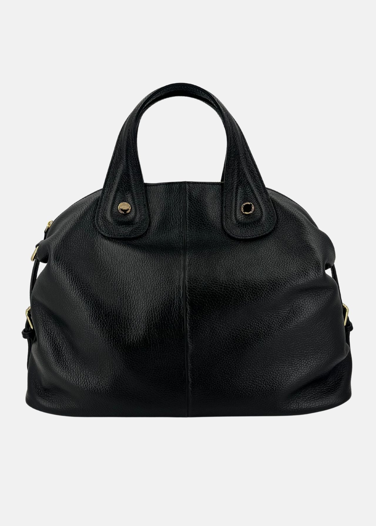 Bauletto in pelle da donna con dettagli oro