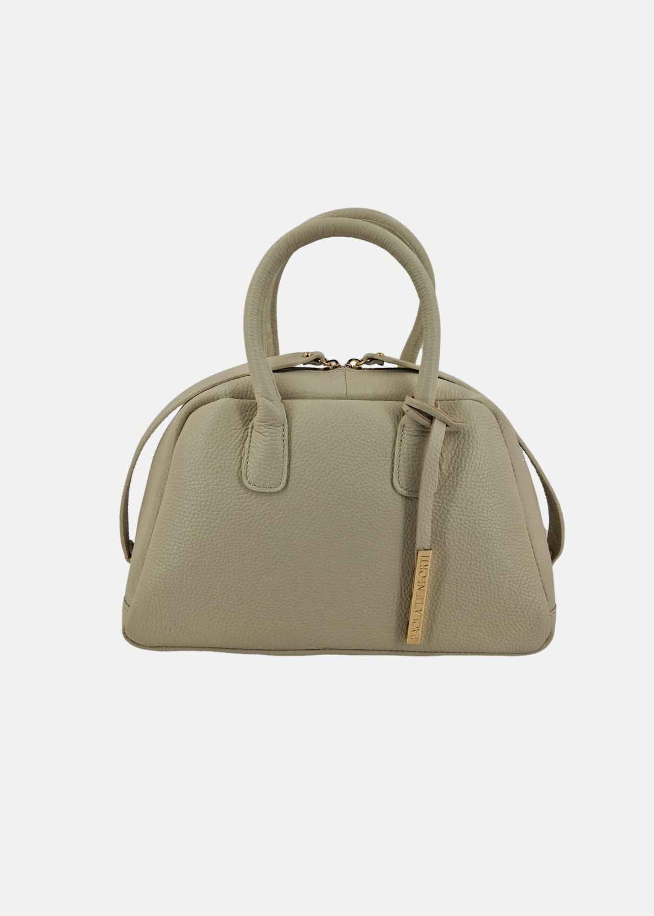 Bauletto in pelle con dettagli oro