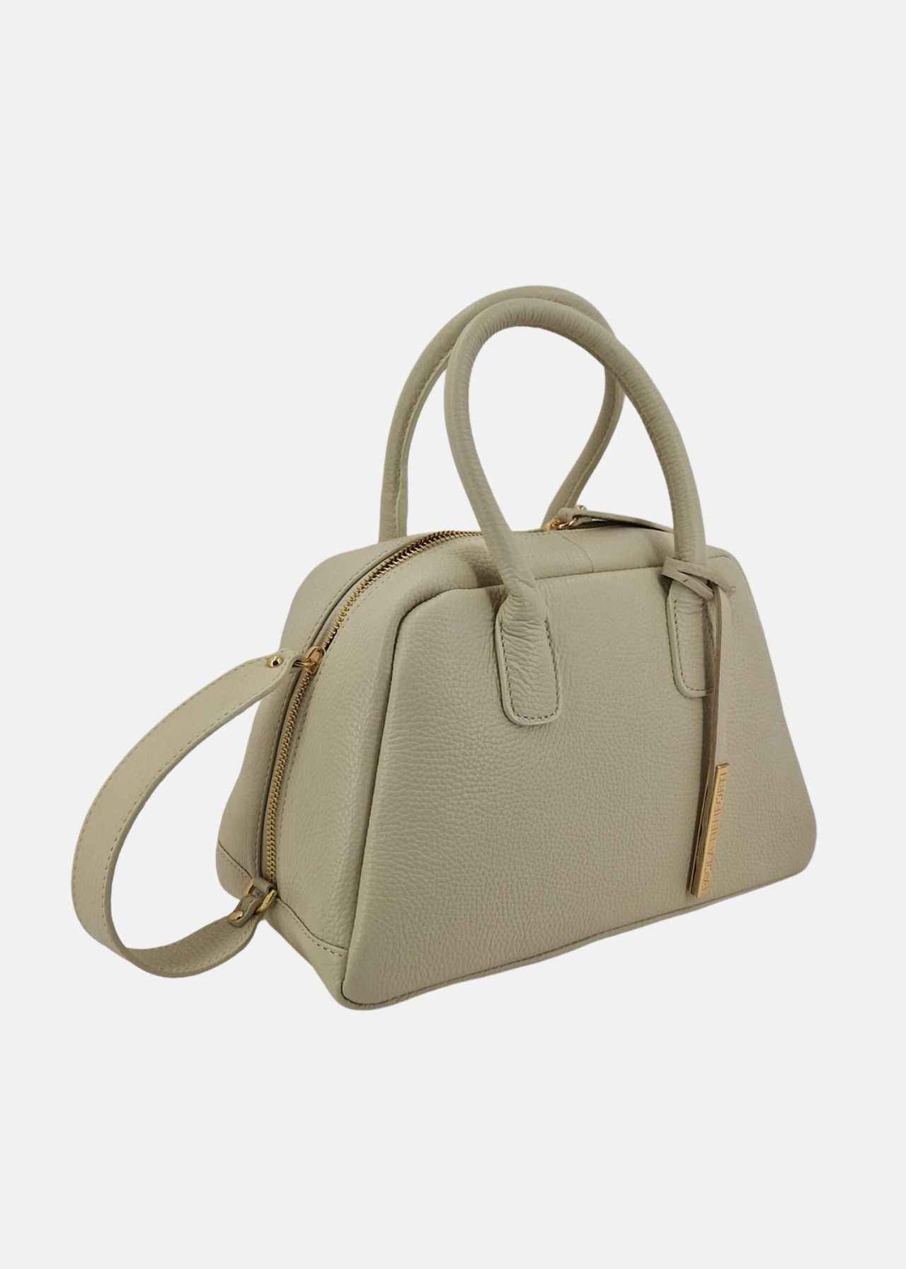 Bauletto in pelle con dettagli oro