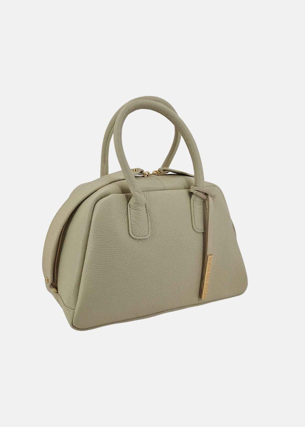 Bauletto in pelle con dettagli oro