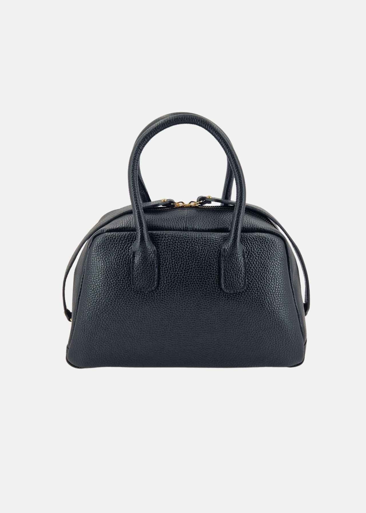 Bauletto in pelle con dettagli oro