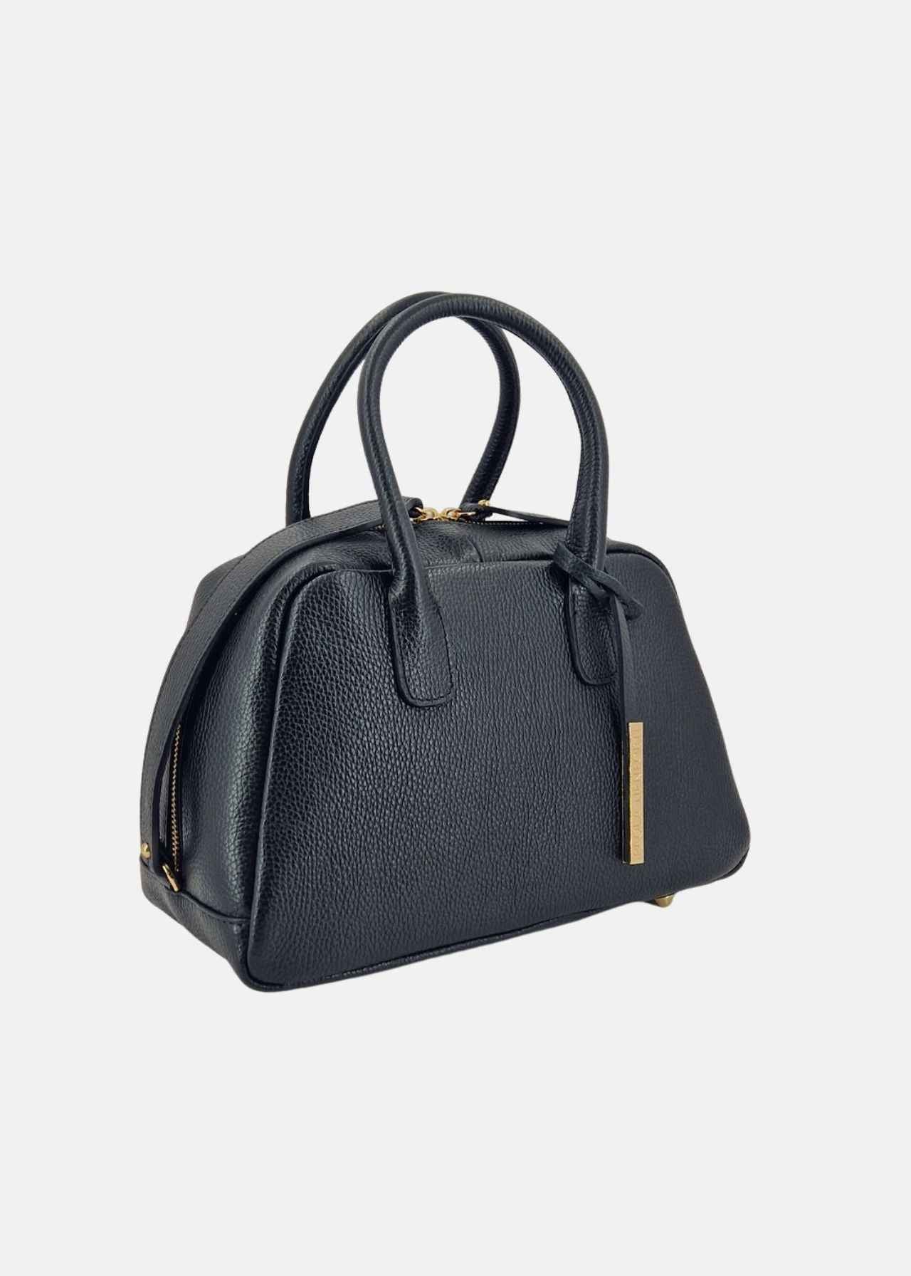 Bauletto in pelle con dettagli oro