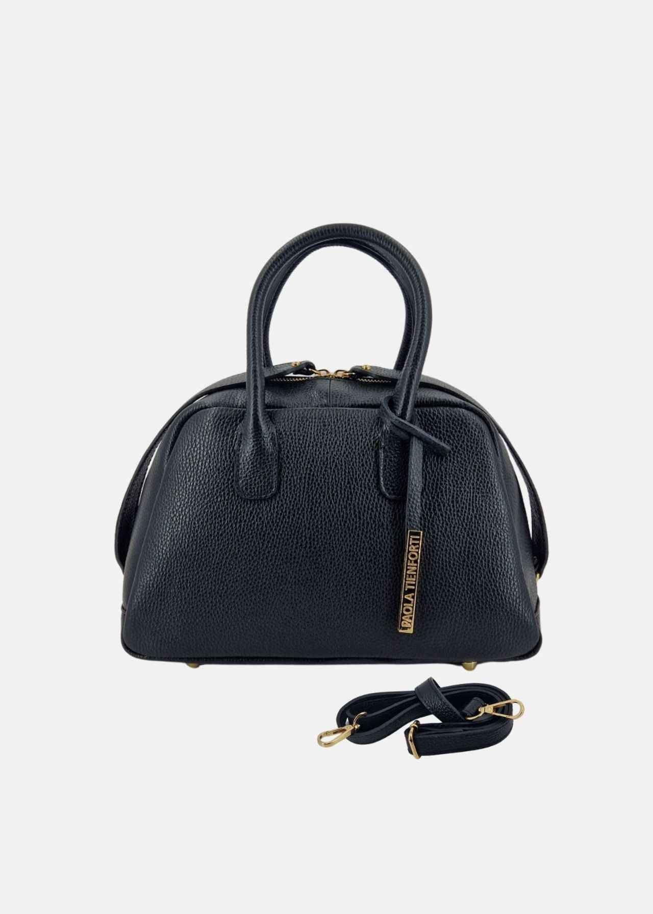 Bauletto in pelle con dettagli oro