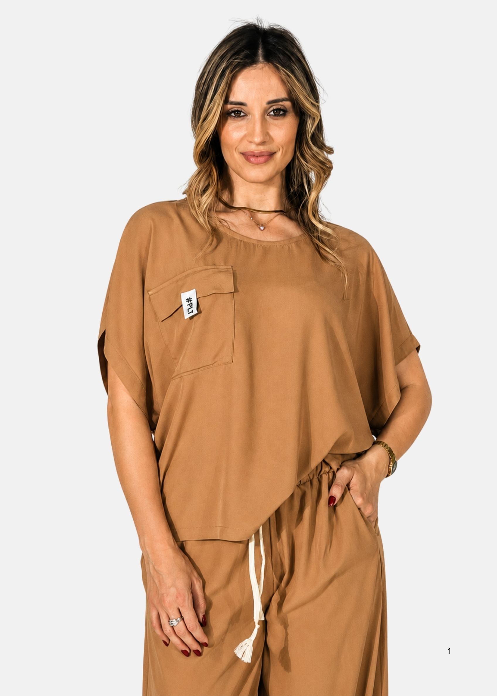 Blusa in Popeline di Viscosa