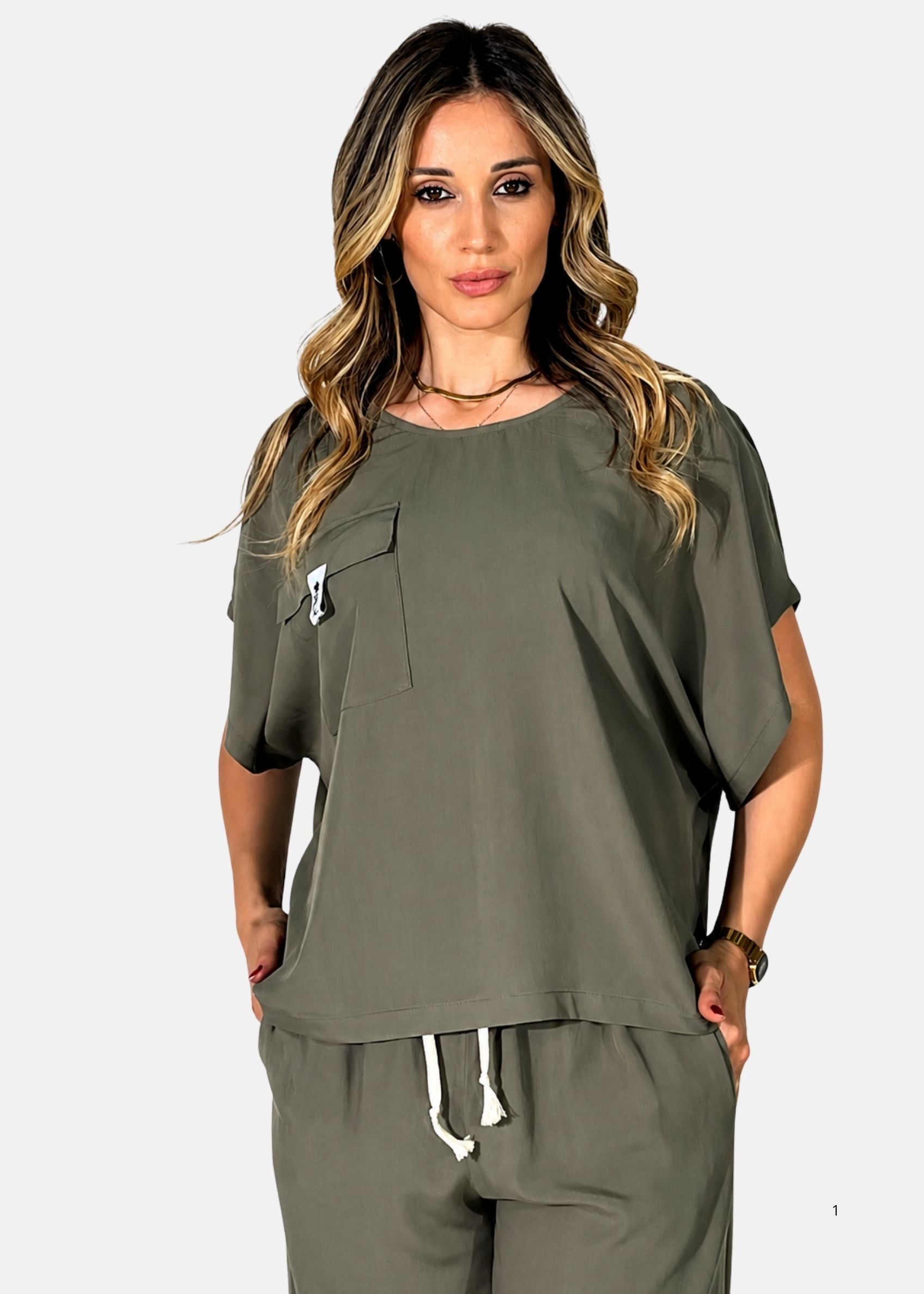Blusa in Popeline di Viscosa
