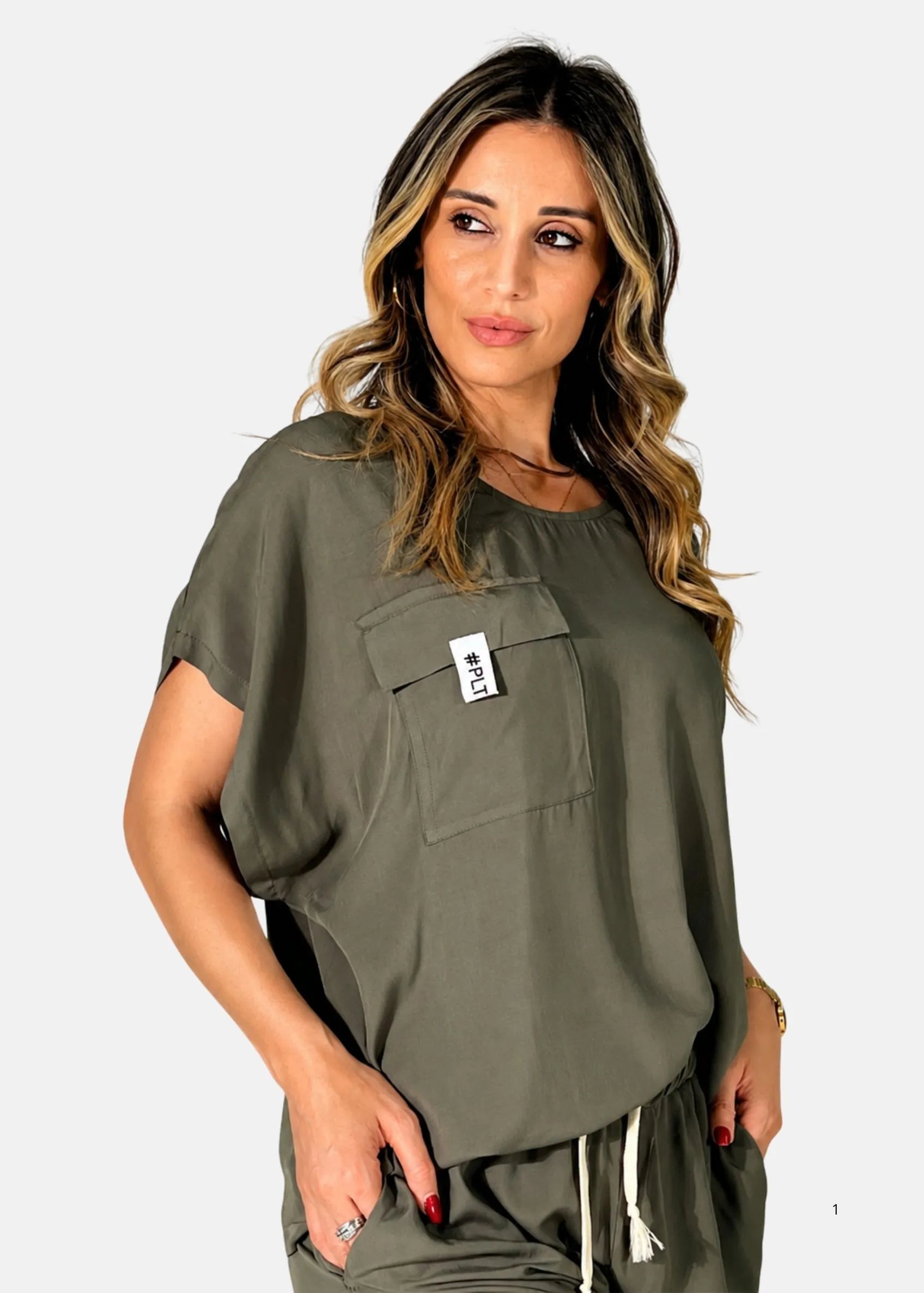 Blusa in Popeline di Viscosa