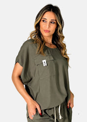 Blusa in Popeline di Viscosa