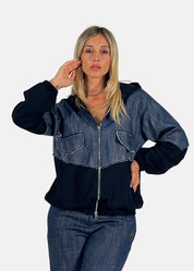 Bomber donna in jeans e felpa