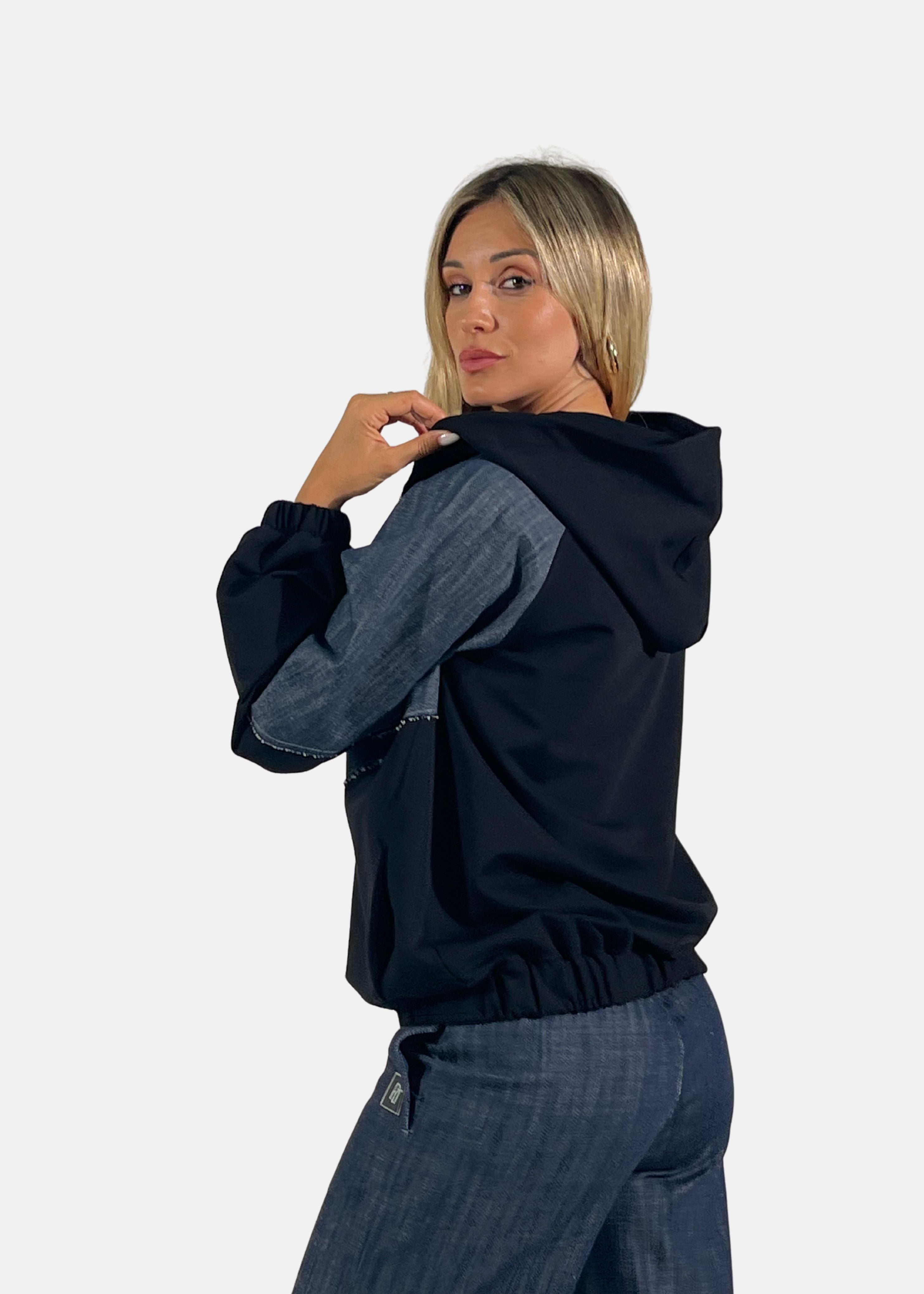 Bomber donna in jeans e felpa