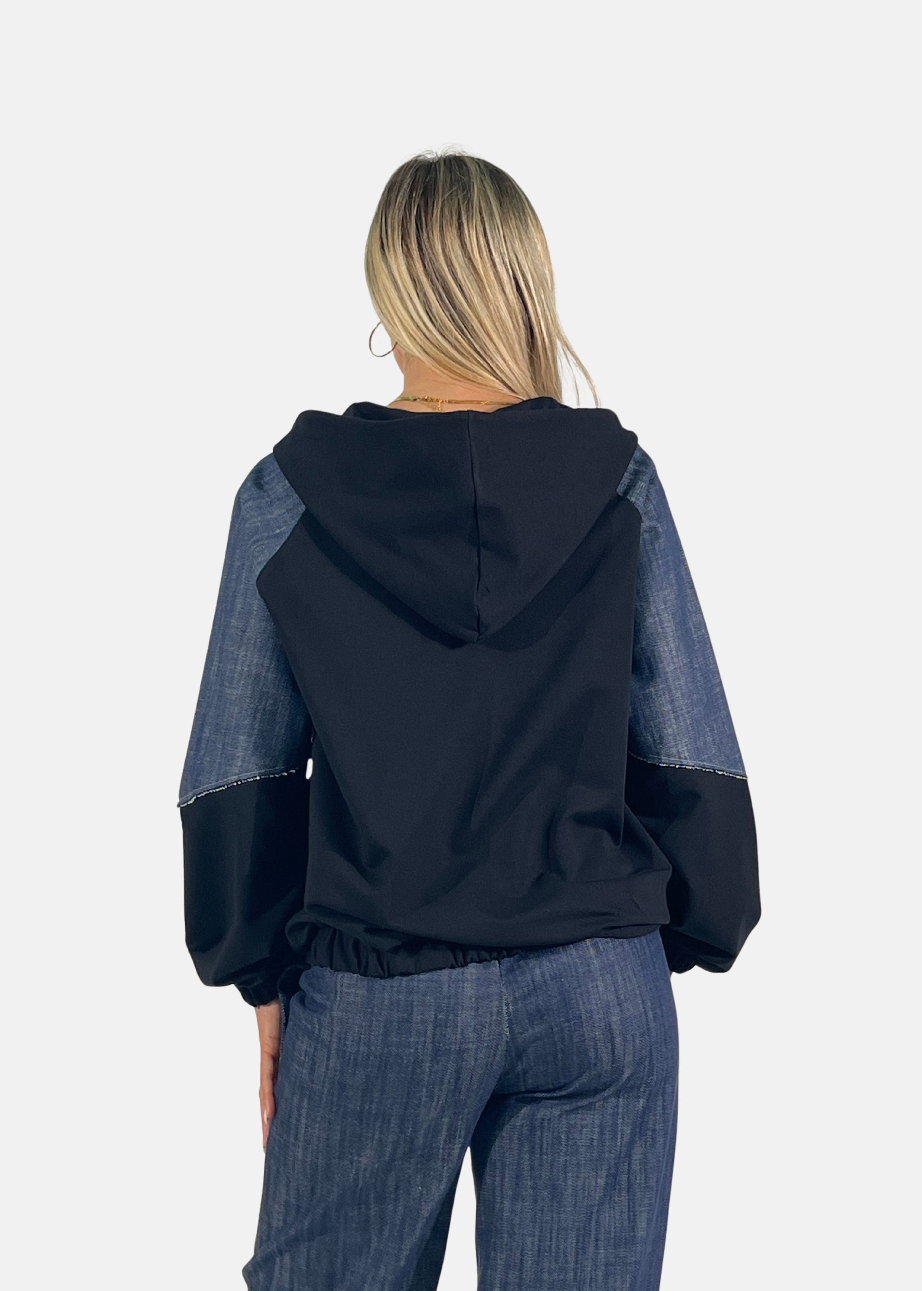 Bomber donna in jeans e felpa