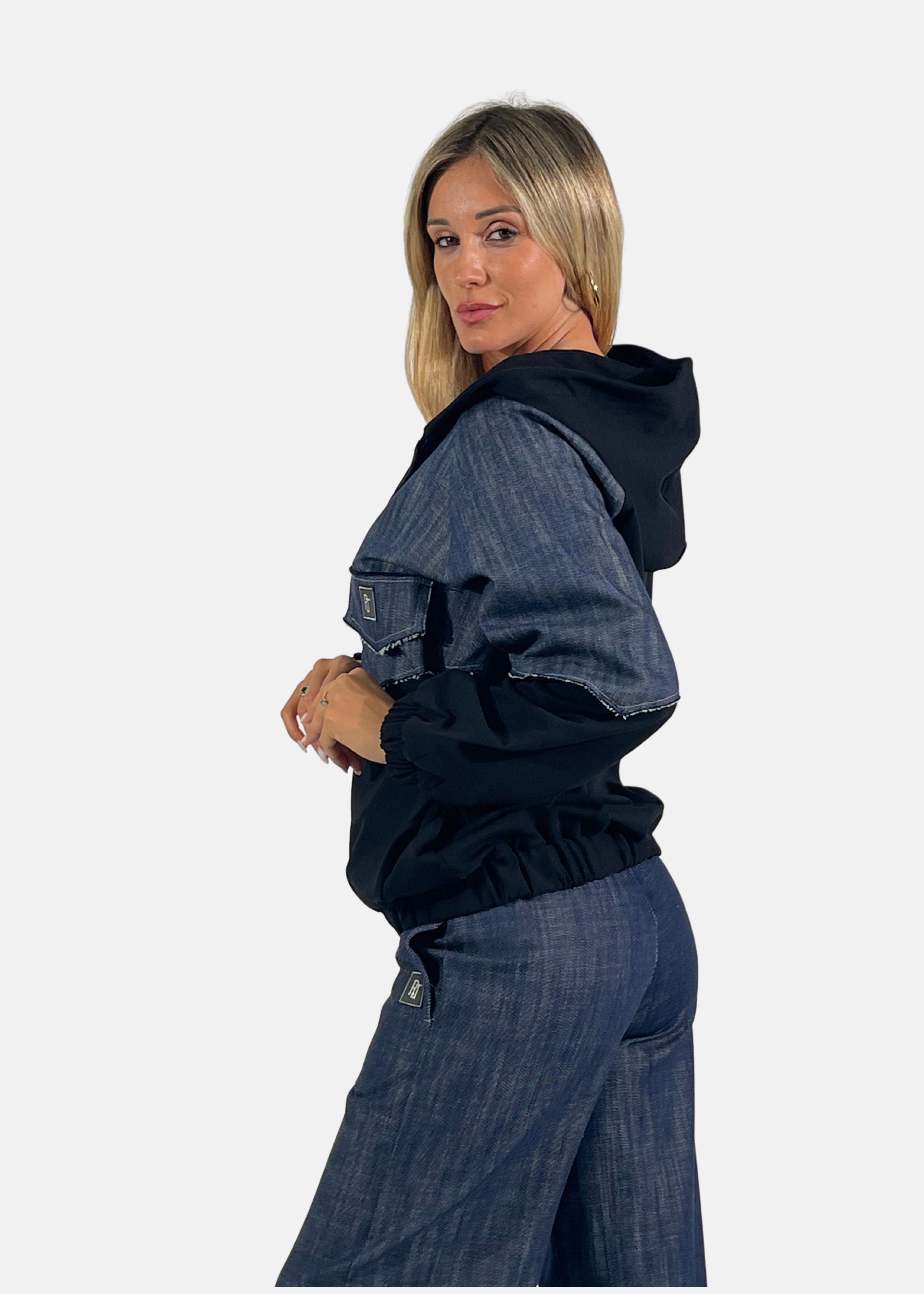 Bomber donna in jeans e felpa