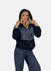 Bomber donna in jeans e felpa