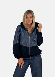 Bomber donna in jeans e felpa