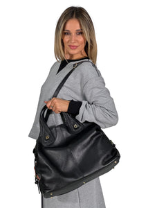 Bauletto in pelle da donna con dettagli oro
