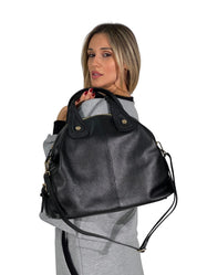 Bauletto in pelle da donna con dettagli oro
